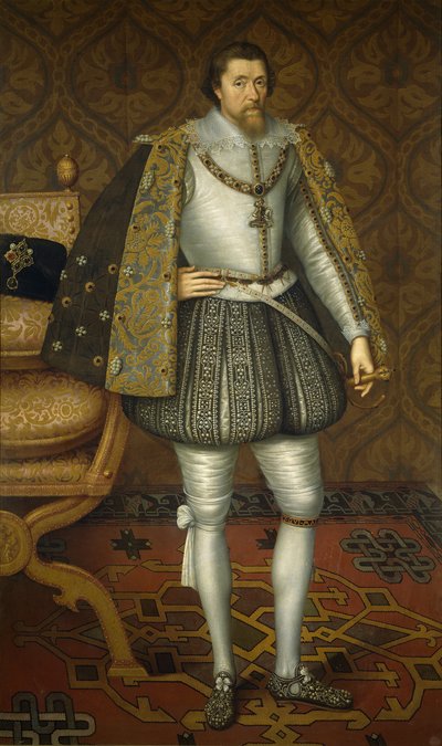 イングランド王ジェームズ1世の肖像、1566～1625年頃。 1605 作： De Critz