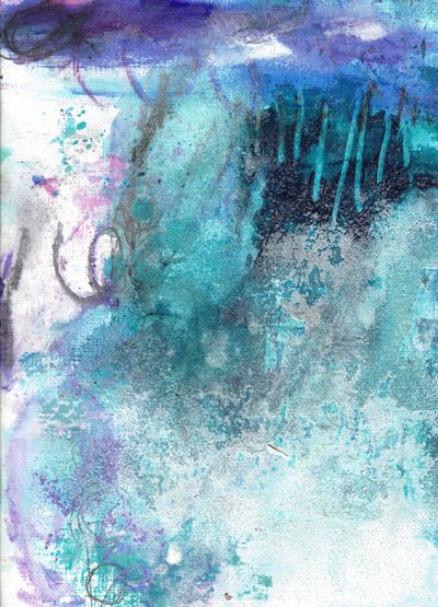 穏やかなティール色の抽象的な流れ 作： Deb Chaney