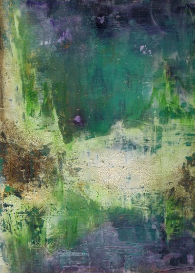 質感のある緑の抽象画 作： Deb Chaney