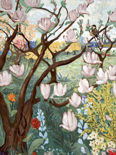 マグノリアの木、2019年（キャンバスにアクリル画） 作： デボラ・イブ・アラストラ