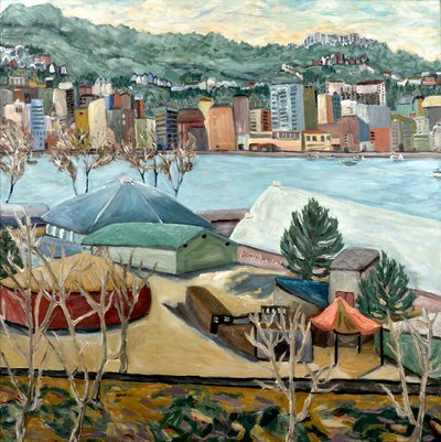 オークス冬景色、2019年（キャンバスにアクリル画） 作： デボラ・イブ・アラストラ
