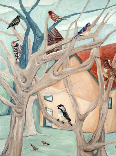 桃の家、2015年（キャンバスにアクリル画） 作： デボラ・イブ・アラストラ