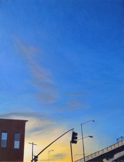 ブルックリン・トワイライト・バイ・ザ・BQE, 2012（キャンバスに油彩） 作： Deborah Stevenson