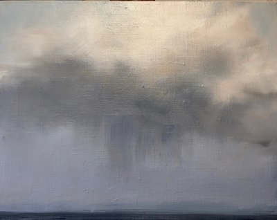 水上の嵐、2021年（キャンバスに油彩） 作： Deborah Stevenson