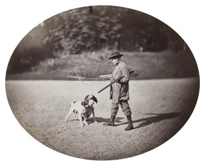 犬を連れた狩人 1862年頃 （アルバレンシルバープリント 作： Delmaet and Durandelle