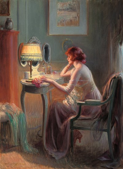 ランプライトによる反射（キャンバスに油彩） 作： Delphin Enjolras