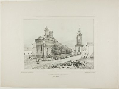 三聖人教会と塔、ヤッシー、モダヴィア、1837年7月19日 作： Denis Auguste Marie Raffet