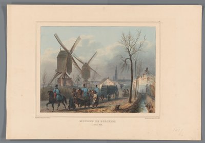 モレンズ・ヴァン・ベルヘム、1832年 ベルヘムの風車 (オブジェクトのタイトル) Raffet によるアントワープの城塞の包囲で自然から作られた図面 (オブジェクトのシリーズ タイトル) 作： Denis Auguste Marie Raffet