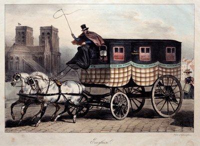 パリの交通機関：「スコティッシュ」と呼ばれるオムニバス リトグラフ：Denis Auguste Raffet（1804-1860） 19世紀 パリ、カルナヴァレ美術館蔵 作： Denis Auguste Marie Raffet