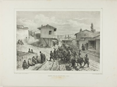 1837年8月19日、クリミア、バフチェ・サライのメインストリート 作： Denis-Auguste-Marie Raffet