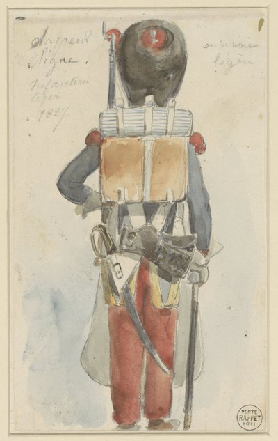 制服研究 ラインサッパー。 軽歩兵 1827 (オブジェクトのタイトル) 作： Denis Auguste Marie Raffet
