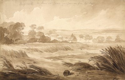 「No 1 Hougomont The House and farme du-Gourman from the Right」（1815年、紙と鉛筆） 作： Denis Dighton