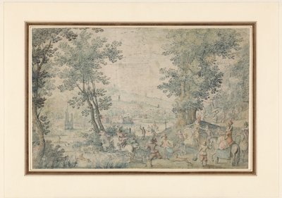 鹿狩りのあるブリュッセル近郊の風景 作： Denis van Alsloot (possibly)