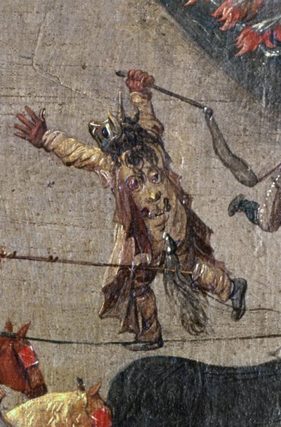 1615年5月31日、ブリュッセルのOmmeganckにあるイザベラ大公の勝利、1615年の衣装を着た悪魔の詳細 作： Denys van Alsloot