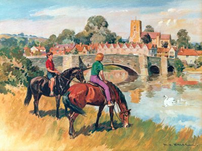 イギリスの田舎の風景（カラーリトグラフ） 作： Derek Charles Eyles
