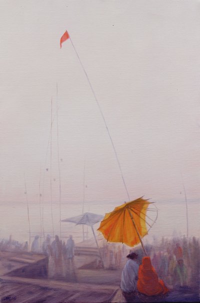 早朝、バラナシ 作： Derek Hare