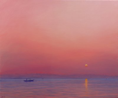 ガンジス川のピンクの夜明け 作： Derek Hare