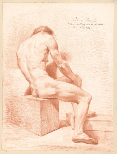 後ろから見た裸の男性の着席 (一等賞 1790) 作： Derk Anthony van de Wart
