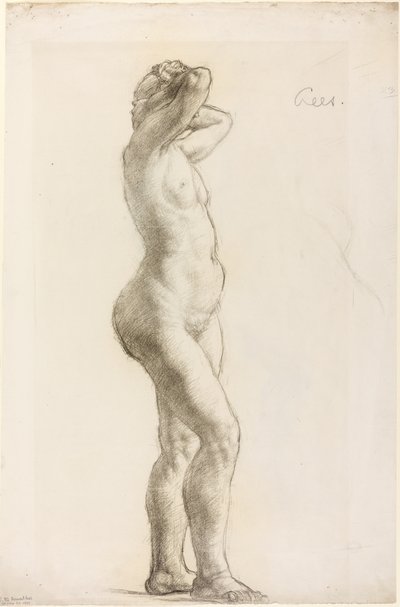 女性像の習作 1906-07年頃 黒チョーク、紙 作： Derwent Lees