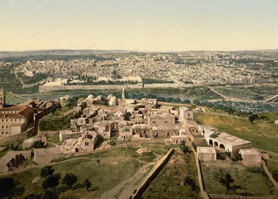 一般的なビュー、エルサレム、聖地、c.1890-c.1900（フォトクロムプリント） 作： Detroit Photographic Co.