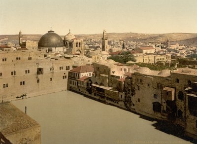 ヒゼキヤの池、エルサレム、聖地、1890～1900年頃（フォトクロムプリント） 作： Detroit Photographic Co.