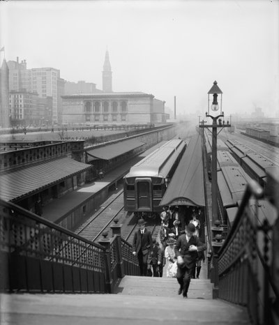 郊外からシカゴに到着、1907年頃（モノクロ写真 作： Detroit Publishing Co.