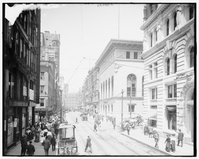 5番街とウッドストリートの角、ピッツバーグ、Pa. 作： Detroit Publishing Co.