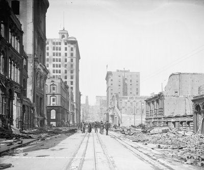 サンフランシスコ、Sansome StreetからCalifornia Streetを見る 作： Detroit Publishing Co.