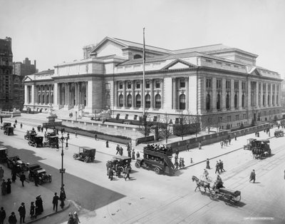ニューヨーク・パブリック・ライブラリー・ビルディング、1911-20年頃（モノクロ写真 作： Detroit Publishing Co.