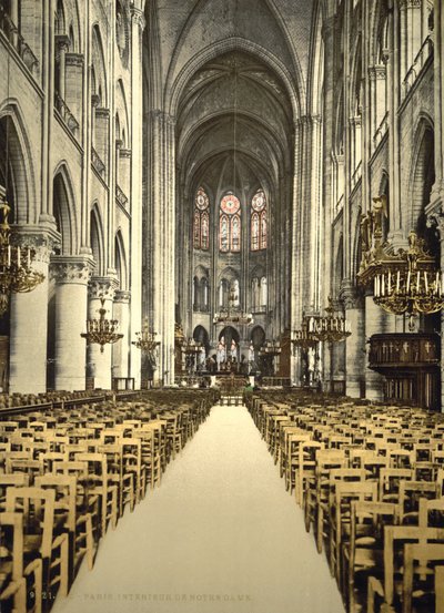 ノートルダム寺院、内部、パリ、フランス、1890-1900年頃 （フォトメカニカルプリント） 作： Detroit Publishing Co.