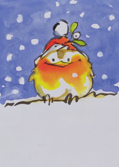 クリスマスロビン（トイレと紙にインク） 作： Diane Matthes