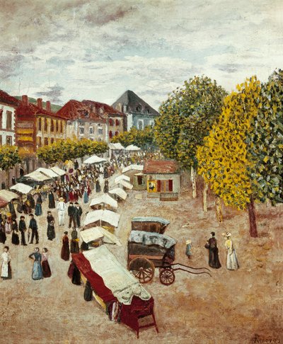 ""ランド地方のダックスの行進」 ダリオ・デ・レゴヨス・イ・バルデス（1875-1913）の絵画 個人蔵 作： Diario or Dario de Regoyos y Valdes