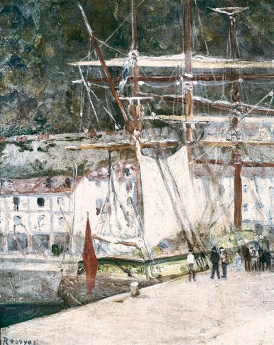 ""スペインのサン・セバスティアン(San Sebastian, San Sebastian)の港の眺め "" ダリオ・デ・レゴヨス(1875-1913)の絵画 サン・セバスティアン。サン・テルモ市立博物館 作： Diario or Dario de Regoyos y Valdes