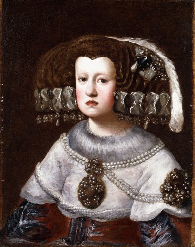 オーストリアのマリアナ女王の肖像、小さなハーフレングス、 作： Diego Rodriguez de Silva Velazquez