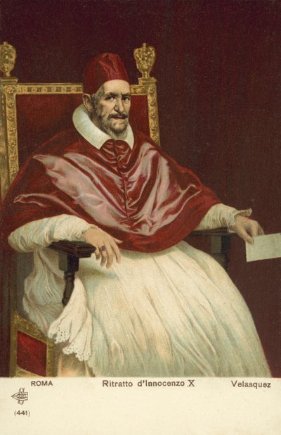 教皇イノセント10世の肖像（カラーリトグラフ 作： Diego Rodriguez de Silva y (after) Velazquez