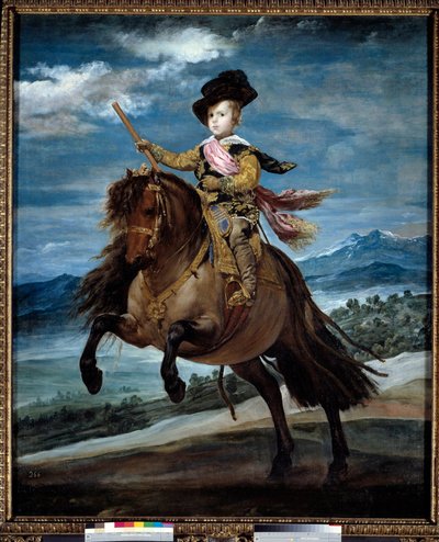 バルタサル・カルロス王子（1629-1646）の騎馬像。ディエゴ・ロドリゲス・デ・シルヴァ・イ・ベラスケス（1599-1660）の絵画。 作： Diego Velázquez