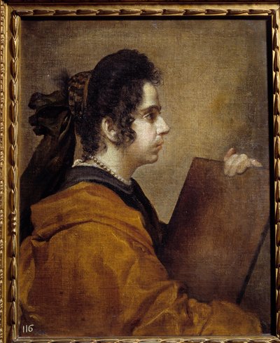 シビルのフアナ・パチェコの肖像。画家フランシスコ・パチェコ(1564-1654)の娘で、後にディエゴ・ベラスケスの妻となるフアナ・パチェコ。ディエゴ・ロドリゲス・デ・シルヴァ・イ・ベラスケス（1599-1660）の絵画 作： Diego Velázquez