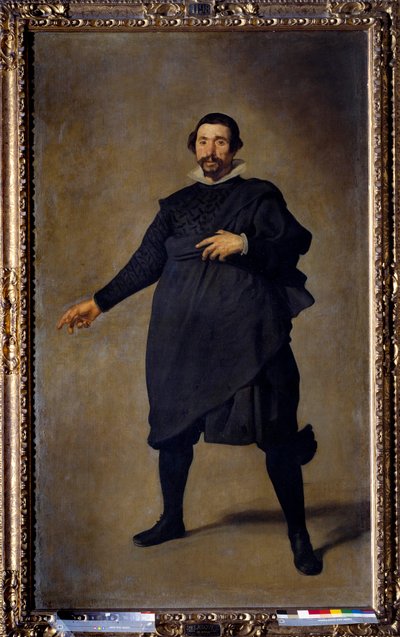 バリャドリッドのジェスター、パブロの肖像。ディエゴ・ロドリゲス・デ・シルヴァ・イ・ベラスケス（1599-1660）の絵画、1636-1637年頃。油彩・キャンバスディム：2,09 X 1,23m。マドリード、プラド美術館（Musee Du Prado 作： Diego Velázquez