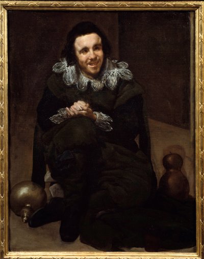 道化師Don Juan Calabacillasの肖像。ディエゴ・ロドリゲス・デ・シルヴァ・イ・ベラスケス（1599-1660）の絵画。 作： Diego Velázquez