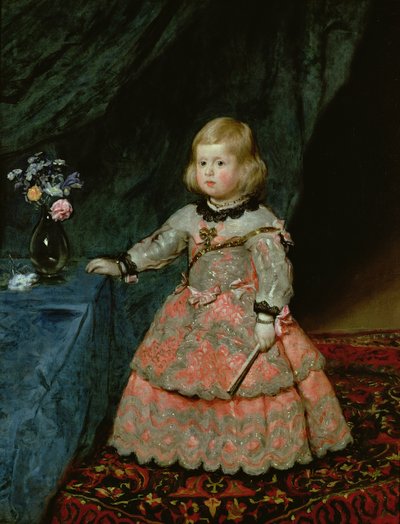 赤いドレスを着たスペインのインファンタマルガリータテレサ 作： Diego Velázquez