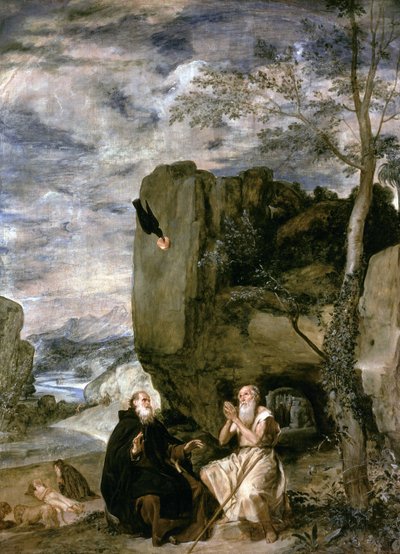 聖アンソニー修道院長と聖パウロ最初の隠者、1642年 作： Diego Velázquez