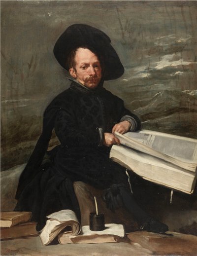 本を持った道化師、c。 1640年。 作： Diego Velázquez