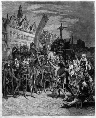 エティエンヌ・マルセルと1357年に制定された大条例の朗読 - ディオジーン・ユリス・ナポレオン・メイヤール（1840-1926）の絵画に倣った彫刻版 作： Diogene Ulysse Napoleon Maillart
