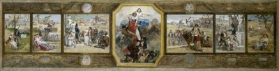 パリ19区市庁舎の結婚会場のスケッチ：三色旗、共和国のアレゴリー 作： Diogene Ulysse Napoleon Maillart