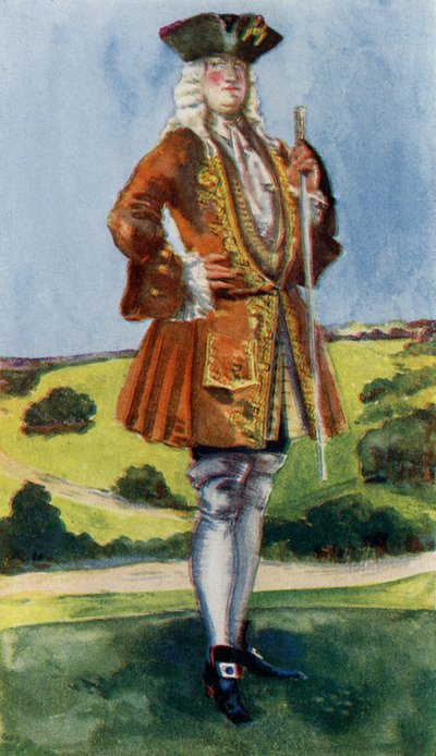 ジョージ1世（1714-1727）の時代の男性用衣装 作： Dion Clayton Calthrop