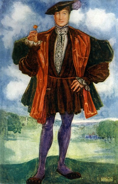 ヘンリー8世（1509-1547）の時代の男の衣装 作： Dion Clayton Calthrop