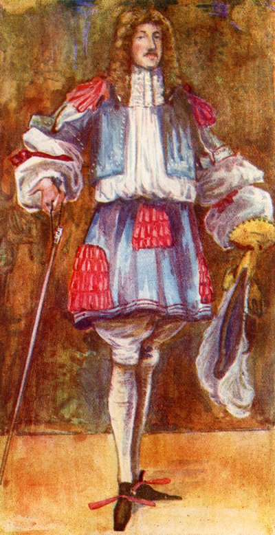 チャールズ2世（1660-1685）の時代の男性の衣装 作： Dion Clayton Calthrop