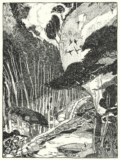 薄暗い森（彫刻 作： Dion Clayton Calthrop