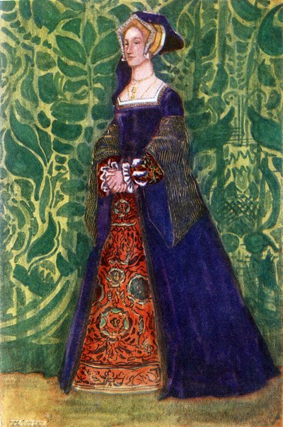 ヘンリー8世（1509-1547）の時代の女性の衣装 作： Dion Clayton Calthrop