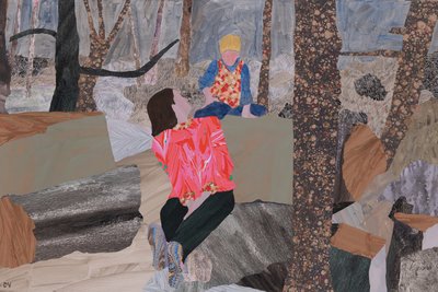 母と息子（プレー・ウッド）（コラージュ） 作： Dione Verulam